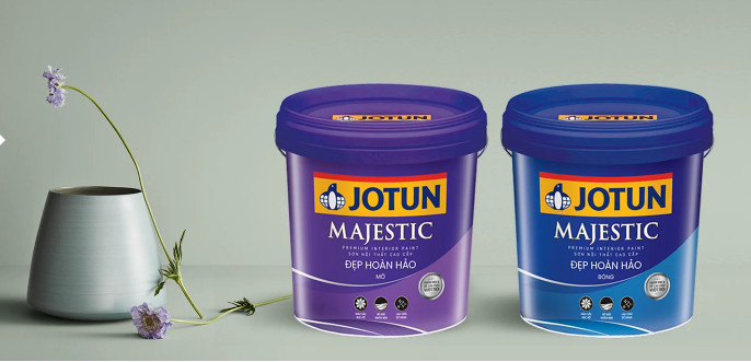 Bề mặt tường láng mịn hoàn hảo với sơn Jotun Majestic.